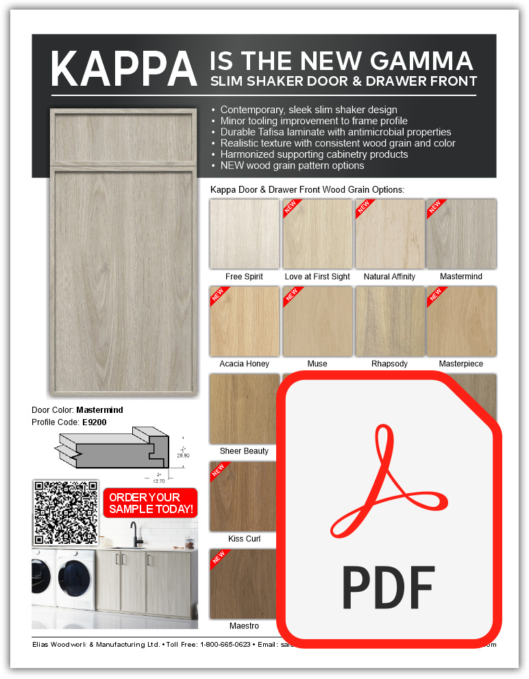Kappa is the new Gamma cabinet door & drawer front info