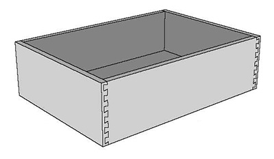 Image of a drawing of the D104 dovetail drawer box