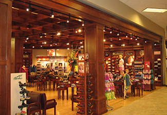 Image showing store interior with custom wood millwork displays and decorate ceiling