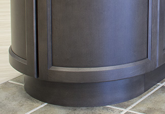 Image of curved lower cabinet with shaker style doors