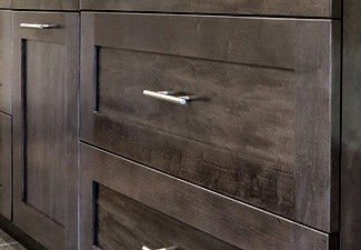 Image showing example of lower cabinet with wood tenon shaker style door and drawer fronts.