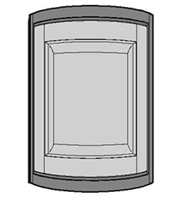 Drawing of a concave curved cabinet door and face frame