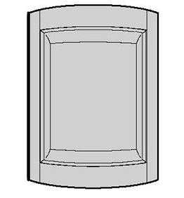 Drawing of concave curved wood cabinet door