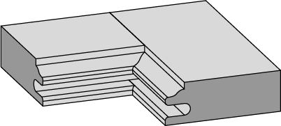 Drawing of tenon cabinet door frame profile without panel