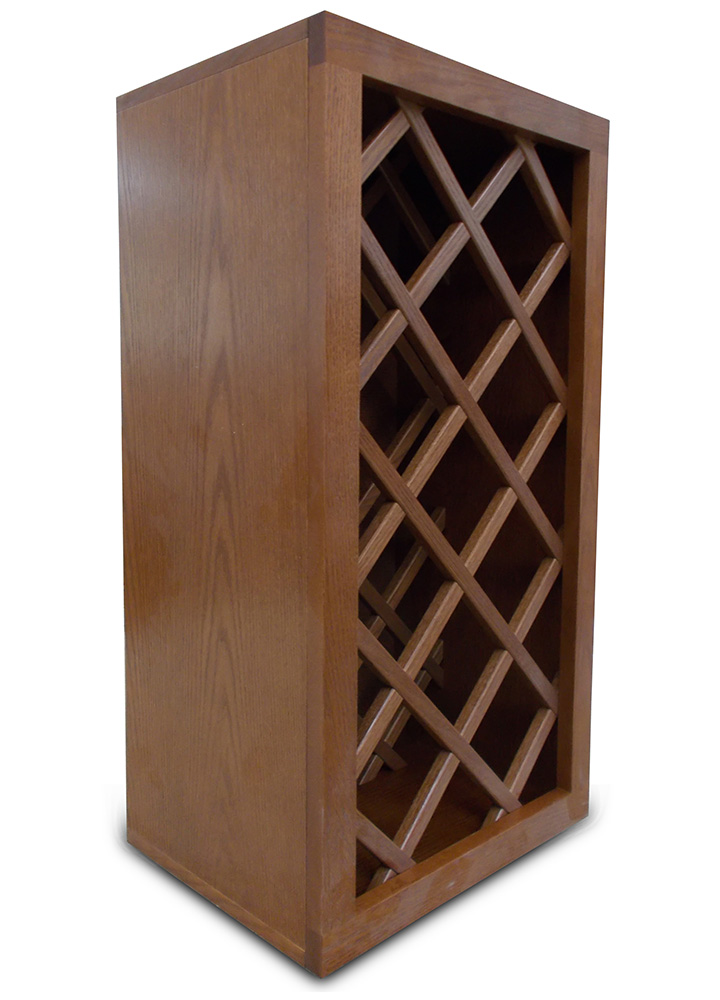 Custom Wine Rack Cabinet in Red Oak with Chestnut stain | Elias Woodwork