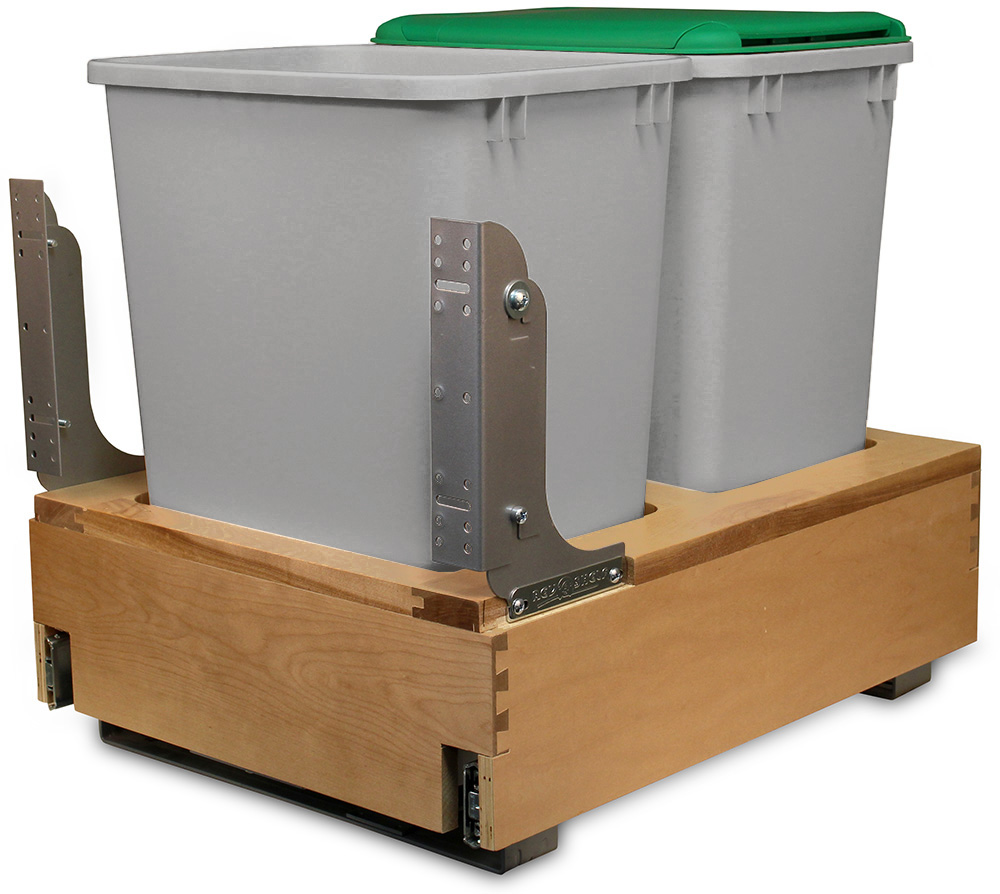 Custom Maple Trash and Recycle Bin Pullout Drawer Box | Elias Woodwork