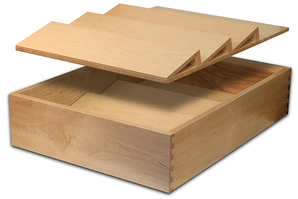 Custom Maple Dovetail Drawer Box with spice rack organizer insert | Elias Woodwork