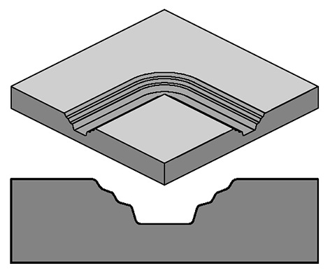 Technical Drawing of 1-piece RTF routered groove profile